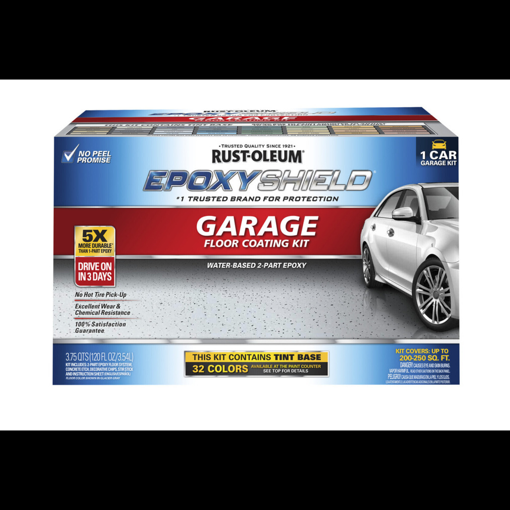 Rust-Oleum EpoxyShield Garage Floor Coating Kit - 3.75 Quarts, Tint Base, 2 Pk, Water-Based Epoxy, Glossy Finish, Model# 252625DS